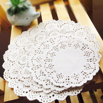 도일리페이퍼 원형 사각형 컬러 골드 컵받침 레이스, 26.7-화이트