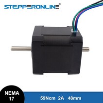 스테퍼모터 소형모터 펌프 STEPPERONLINE Nema 17 스테퍼 모터 3D 프린터 CNC XYZ용 2 상 더블 샤프트 스, 한개옵션0