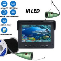 4.3 quot 1000TVL 수중 낚시 카메라 얼음/바다/강 검색 5000mah 배터리 IP68 방수 어군 탐지기, IR LEDs cable 15M
