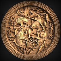 물고기 3d 모델 구호 CNC 라우터에 대 한 STL 모델 Aspire Artcam 장식 라운드 디자인 Cut3D Vcarve