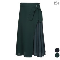 [씨] [SI]랩 플리츠 배색 플레어 스커트 (SCSAC2308).