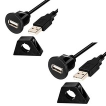 Mxtechnic USB 2.0 플러시 마운트 케이블 원형 싱글 포트 수-암 자동차 AUX 패널 연장 케이블 트럭 보트 오토바이 대시보드용 1.8m6피트 2팩 642125, 2Pack