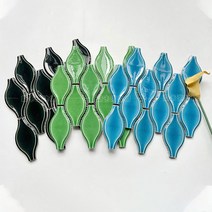 곰솥 세라믹 타일 모자 이크 팬트리 화장실 욕실 이형 인테리어벽돌, C01-블랙먹 하이트그린, T01-찌맞춤 크기에