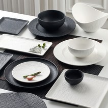 소유 무광 접시 화이트 블랙 카페 플레이팅 디저트 파스타 디너 스테이크 플레이트, 28-소유 카페 접시 3호 무광 블랙