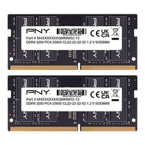PNY 퍼포먼스 16GB DDR4 DRAM 3200MHz (PC4-25600) CL22 (2933MHz 2666MHz 2400MHz 또는 2133MHz와 호환) 1.2V 노트북, 32GB (2x16GB)