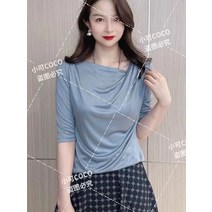 우아한 라운드 민소매 쉬폰 중년 돌잔치 입술넥블라우스 여성 고급 주름 빅사이즈