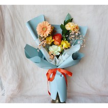 리리스 졸업식 오렌지컬러꽃다발 생화배송 정기구독 당일발송 기념일 여자친구 꽃선물 졸업 입학, 쇼핑백추가