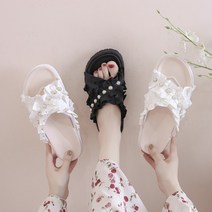 신어봐봐용 발편한 프릴 진주 슬리퍼 통굽 4컬러