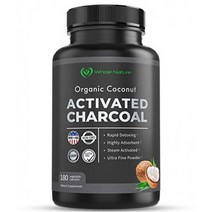 Nature Pure Organic Coconut Activated Charcoal 자연 순수 유기농 코코넛 활성탄 보조제 90인분180개 코코넛 추출은 해독 치아 미백 위 가스