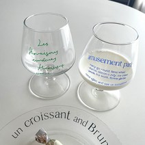 바이뷰틸리티 레터링 고블렛잔 유리컵, 그린레터링, 1개
