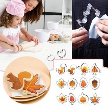 초콜릿 팬 붙지 않는 20 추수 감사절 터키 금형 다이 데이 스틸 커팅 12 세트 조합 스테인레스 케이크, [01] orange