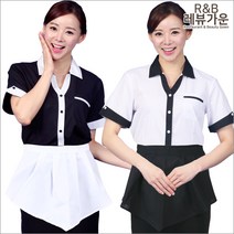 레뷰가운 AE152 허리앞치마 화원 레스토랑 한식 양식 뷔페 웨딩홀 서빙복 앞치마, AE152_검정