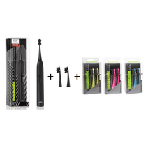 스위스 명품 메가스마일 음파전동칫솔 + 리필칫솔모(8개) 블랙 화이트닝 전동칫솔 독일산 미백 칫솔모 명절선물