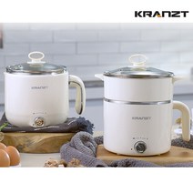 클란츠 더블쿡 멀티쿠커 라면포트 멀티쿡 찜기 냄비 전기포트, 아이보리 1.8L용기+1.2L용기