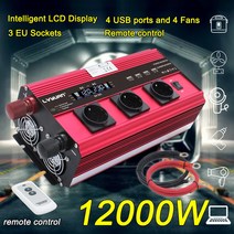 자동차 소켓 차량용 멀티탭12000W 인버터 12v 220v 자동차 3 소켓 EU LCD 대형 전원 솔러 Ac 변환기, 03 12v 220v 50hz EU