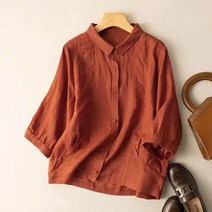 칠부소매 모시셔츠 여문예 빈티지 루즈핏 슬림핏 면마저고리 여 봄여름