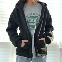 데이프릴 여성용 라엘 빅사이즈 루즈핏 기모 무지 후드집업