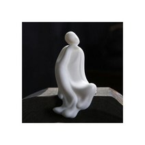 PINNY 화이트 도자기 선 부처님 동상 세라믹 장식품 홈 인테리어 액세서리 