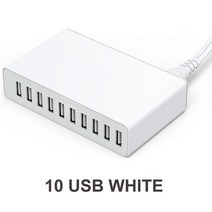 태양광 배터리 10 포트 멀티 USB 충전기 스테이션 빠른 충전 60W 전원 어댑터 EU 아이폰 호환 삼성 Xiaomi 휴대 전화, 02 10 USB White, 02 10 USB White