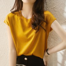 스타일아유 여성 여름 비스코스 시원한 가오리 반팔 슬림 예술핏 니트 티 반팔티셔츠 오피스 캐주얼