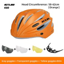 자전거 고글 헬멧 MTB 싸이클 로드 80 통합 성형 바이저 마그네틱 이 포함된 사이클링 일체형 도로 세트, Orange 3