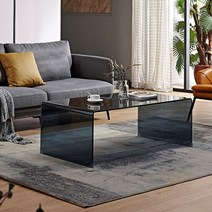 유리 테이블 강화유리 거실 인테리어 식탁, 120 * 65 * 43CM 블랙