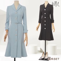 (정품)UNE[윈] [77까지][벨트set]엘레강스쥬얼버튼원피스