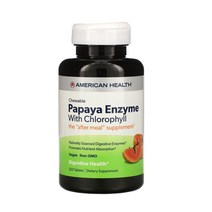 아메리칸헬스 파파야 Enzyme 효소 250개 아밀라아제 탄산칼슘 말토덱스트린 자당 엽록소 함유, 1개, 기본