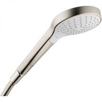 Hansgrohe Croma Select S 쉬운 설치 10.2cm(4인치) 핸드헬드 샤워 헤드 모던 3 바리오 제트 (다양한 강도의 스프레이 영역) 26803821, Brushed Nickel