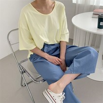 셀러허브 여성패션 [] 여자 여름 라운드 박스 반팔 실켓 파스텔톤 이너 반팔티