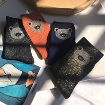 남자 여자 양말 어 금색과 은색 실크 곰 밝은 다이아몬드 여성의 ins 조수 일본 패션 그물 레드 스파클링 실버 양파 중간 튜브