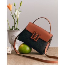 23SS [SAINT BARNET] 브라운 바넷 DD패턴 가죽배색 사첼 토트백 DCBA3E862W3