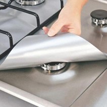 가스버너 스토브 수리 부속 4Pcs 가스 스토브 프로텍터 커버 라이너 클린 매트 톱 주방 악세사리, 4pcs 실버, 4개