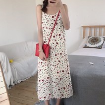 어블루문 쉬폰 플라워 롱 뷔스티에 원피스