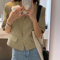 호랑이부부 린넨면 여름 반팔 자켓