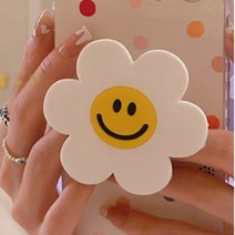 스마일그립톡 스마트폰 거치대 플라워 핸드폰 실리콘 그립톡, 플라워 스마일 거치대