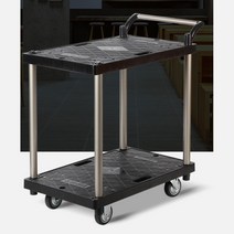 마트 업소용 검정 플라스틱 2단 3단 운반카 핸드카트 배식차 식당카, 1개, 3단 중 적색바퀴