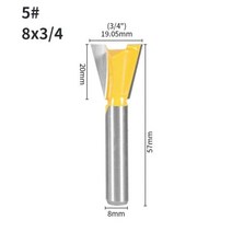목공기리 목공용기리 목공용드릴 YUSUN 8MM 생크 더브테일 조인트 라우터 비트 14 도 목공 밀링 커터 조각 비트 페이스 밀120706, 8x19.05
