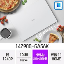 LG 2022 그램14(12세대) 14Z90Q-GA56K [ 개봉 후 윈도우11설치 모델로 출고됩니다.], WIN11 HOME, 16GB, 256GB+256GB