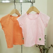 모이모이깜피 오가닉코튼 라글란(핑크 오렌지) 5부티셔츠