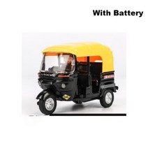 합금 자동차 모델 바이크 오토바이 인도 세발 자전거 대여 Tuk 택시 뒤로 빛 소리 장난감 아이들, 03 with battery