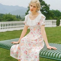 DUNDROP DD travel white wide wing rose dress