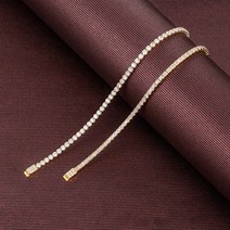풍속계 Luomansi 정품 럭셔리 고탄소 다이아몬드 슈퍼 플래시 S925 스털링 실버 결혼 연인 3mm, 5.Gold - 16cm