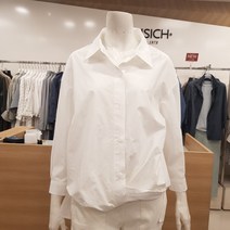 안지크 면100% 밑단 꼬임 7부 소매 오버핏 셔츠형 블라우스 DE2BL5930