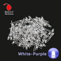 3mm LED 다이오드 F3 모듬 키트 화이트 그린 레드 블루 옐로우 오렌지 핑크 퍼플 따뜻한 DIY 발, one option, White-Purple