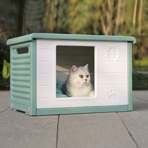 마브펫 플라스틱 고양이 야외집 하우스 길냥이 길고양이 급식소, 민트