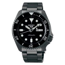 SEIKO 세이코 5 스포츠 블랙 다이얼 건메탈 그레이 스테인레스 스틸 자동 감기 남성 시계 SRPD65K1