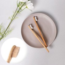 생분해 대나무 칫솔 성인 아동 일회용 숯 각인, 1아동대나무-베이지