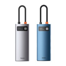 베이스어스 USB C타입 HUB 멀티 젠더 허브 포트 커넥터, 6in1 블루