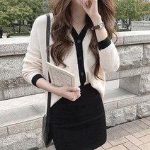 이노뱅크 배색카라 긴팔 니트 티셔츠 INO358A